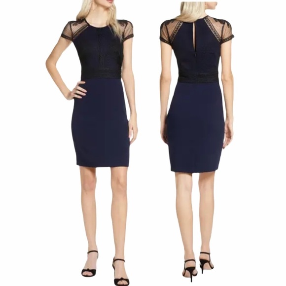 Harlyn Soutached Sheath Dress Black Navy S - Picture 16 of 17